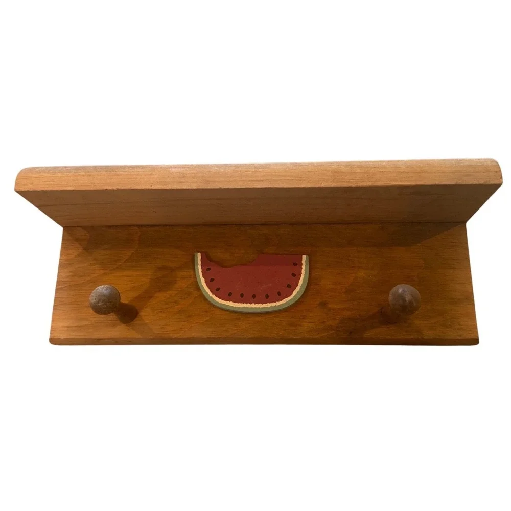 Vintage Rustic‎ Farmhouse Watermelon Wooden Wall Shelf with Peg kitchen decor